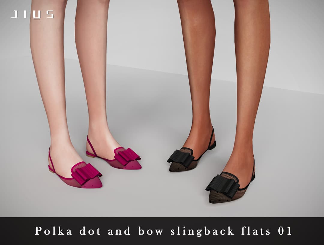 Балетки Polka dot and bow slingback flats
